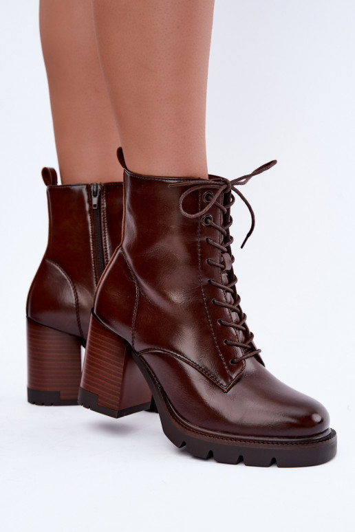 Botines aislantes con tacón marrón oscuro Isalys