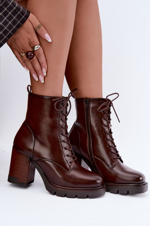 Botines aislantes con tacón marrón oscuro Isalys