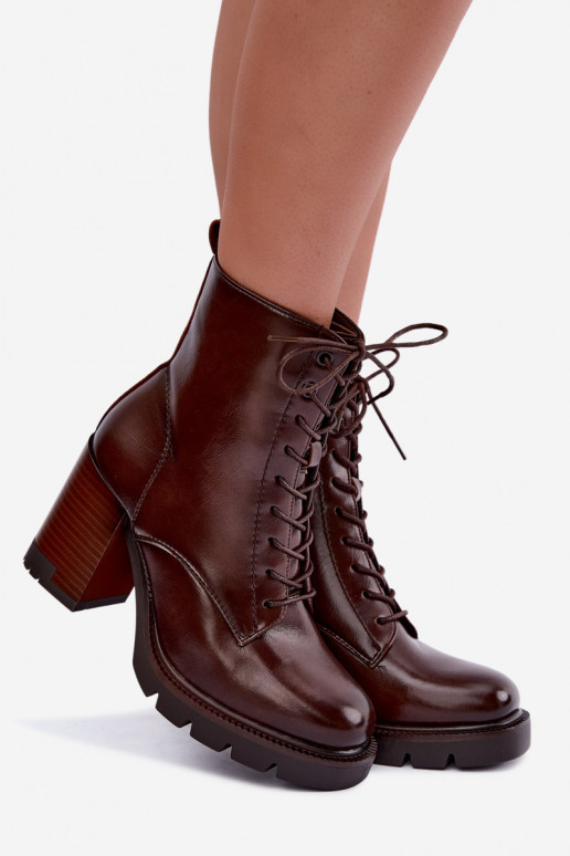 Botines aislantes con tacón marrón oscuro Isalys