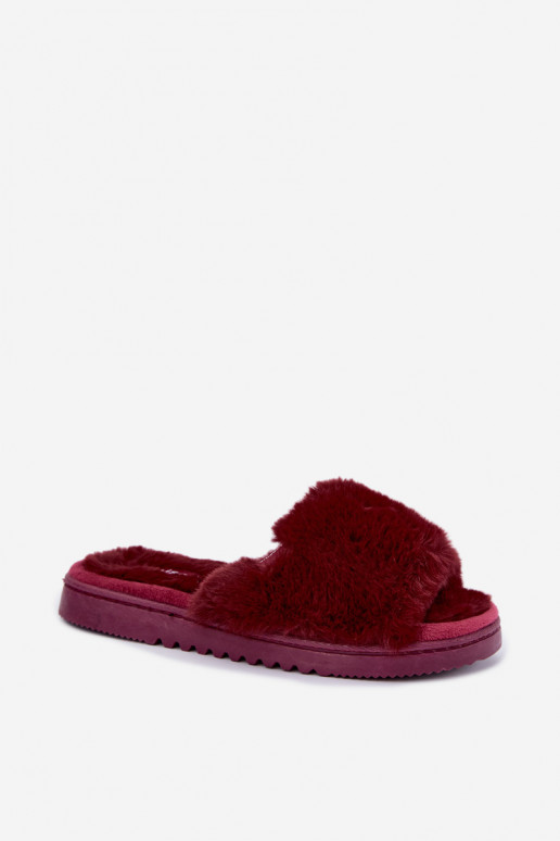 Zapatillas de mujer con pelo color burdeos Loraline