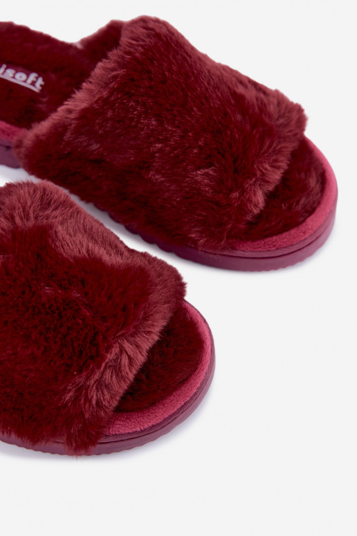 Zapatillas de mujer con pelo color burdeos Loraline