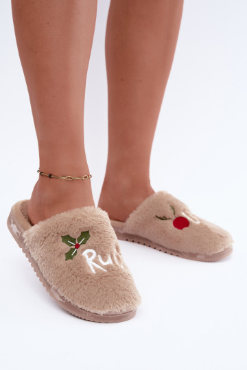 Zapatillas de mujer de casa con inscripción color arena Perelle 2