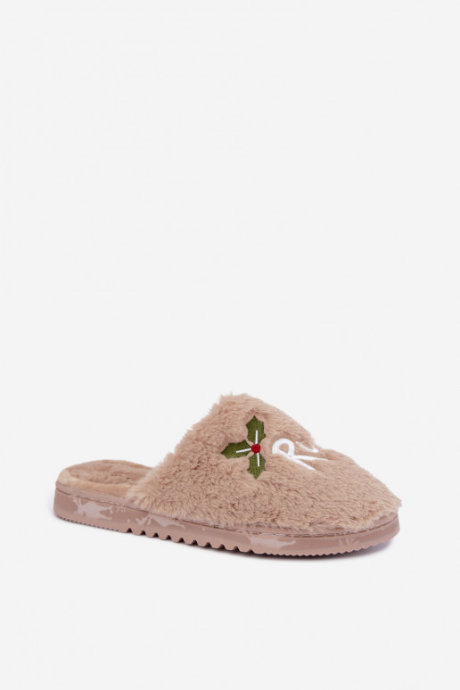 Zapatillas de mujer de casa con inscripción color arena Perelle