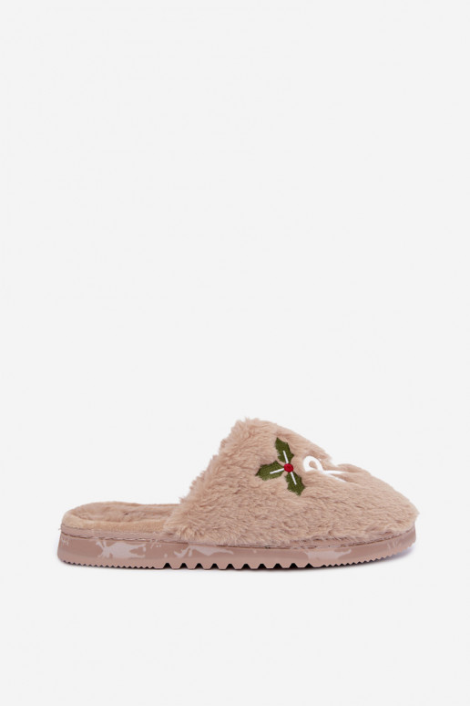Zapatillas de mujer de casa con inscripción color arena Perelle