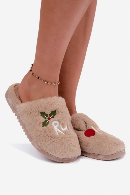 Zapatillas de mujer de casa con inscripción color arena Perelle