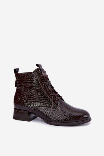 Botines aislantes con efecto charol y relieve Vinceza 58659 chocolate