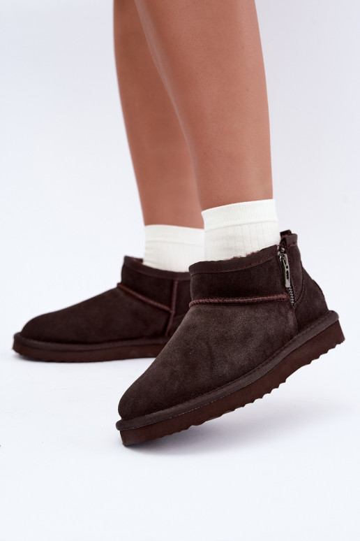 Botas de nieve de ante sintético con cremallera color chocolate Vinceza 97971