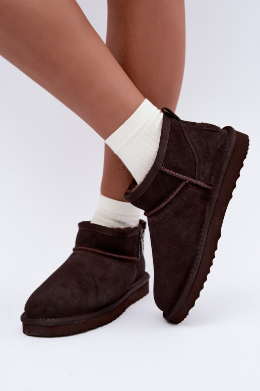 Botas de nieve de ante sintético con cremallera color chocolate Vinceza 97971