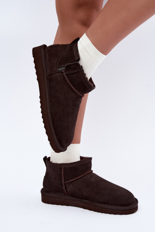 Botas de nieve de ante sintético con cremallera color chocolate Vinceza 97971