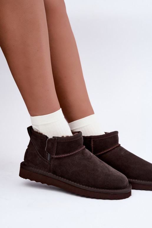 Botas de nieve de ante sintético con cremallera color chocolate Vinceza 97971