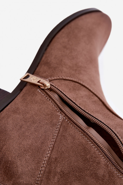 Botas aislantes arrugadas sobre la rodilla con tacones anchos color arena Vinceza 58669