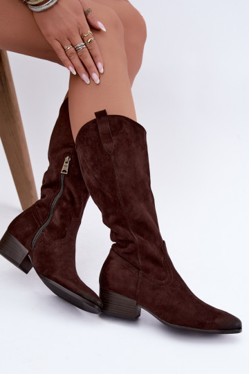botas largas de estilo cowboy con forro Vinceza 58680 en color chocolate