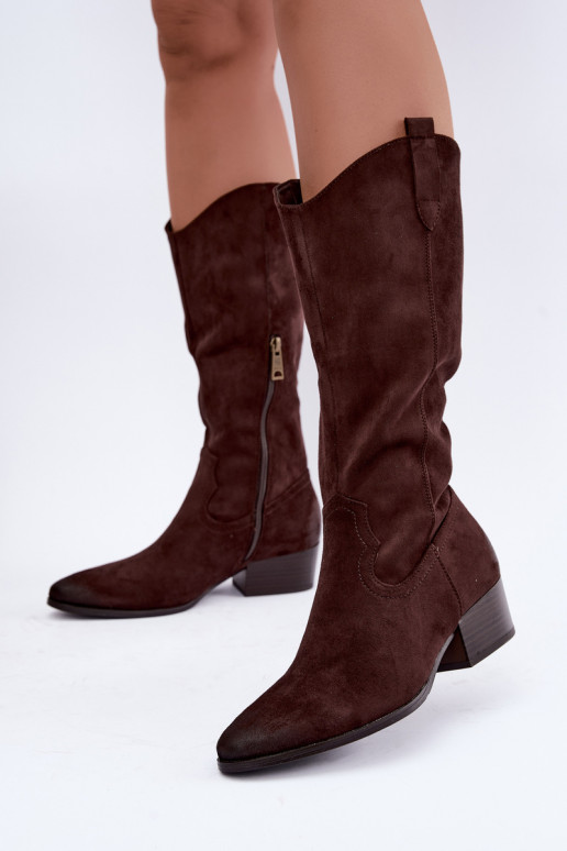 botas largas de estilo cowboy con forro Vinceza 58680 en color chocolate