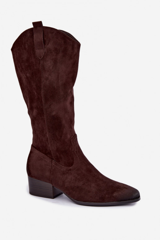 botas largas de estilo cowboy con forro Vinceza 58680 en color chocolate