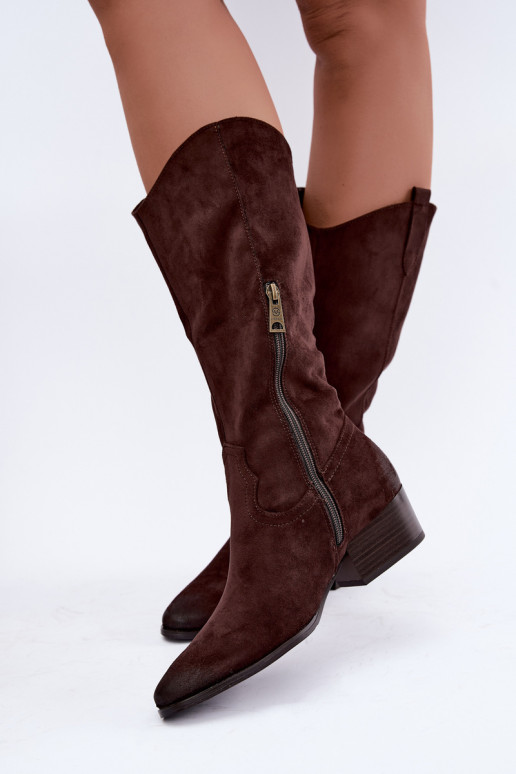 botas largas de estilo cowboy con forro Vinceza 58680 en color chocolate