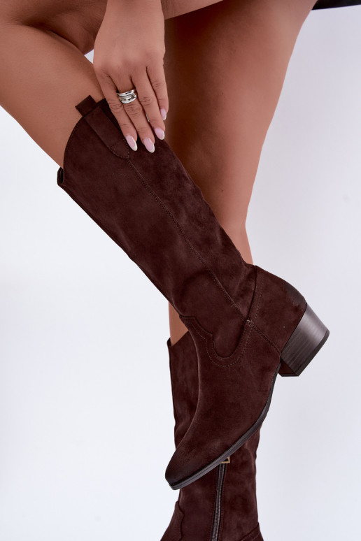 botas largas de estilo cowboy con forro Vinceza 58680 en color chocolate