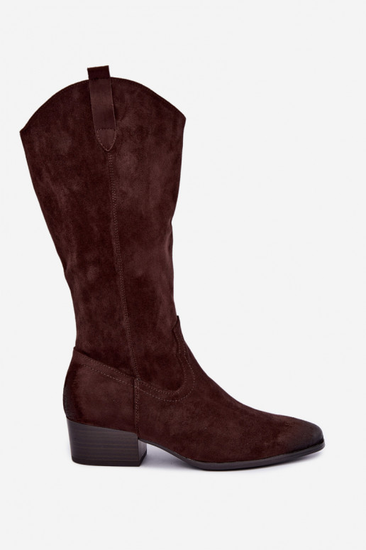 botas largas de estilo cowboy con forro Vinceza 58680 en color chocolate