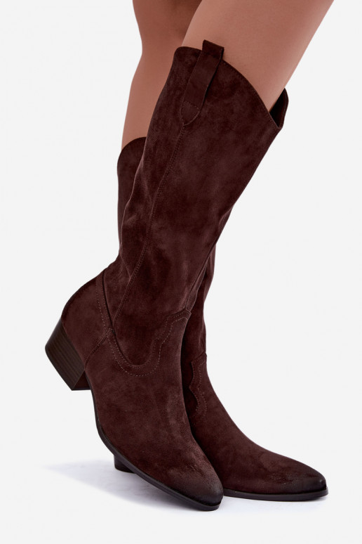 botas largas de estilo cowboy con forro Vinceza 58680 en color chocolate