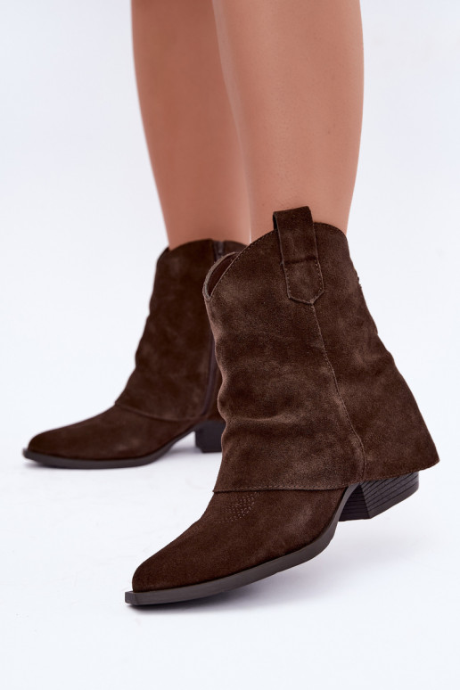 botines forrados con tacón Vinceza 31715 en color chocolate