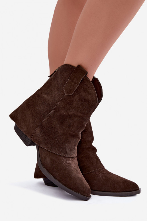 botines forrados con tacón Vinceza 31715 en color chocolate
