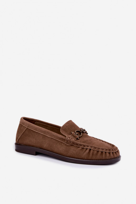 mocasines de ante con volantes y decoración Vinceza 31718 en color arena