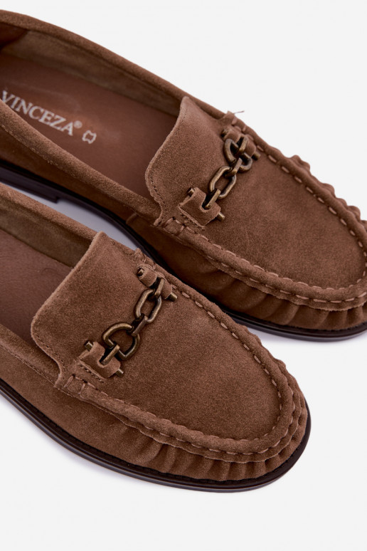 mocasines de ante con volantes y decoración Vinceza 31718 en color arena