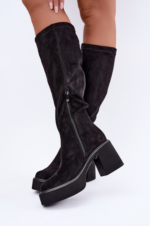 botas largas para mujer con plataforma en color negro Nesalie