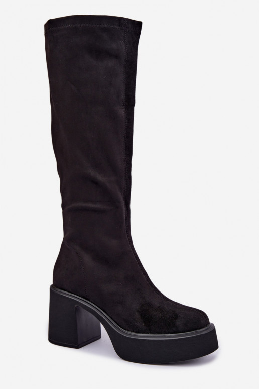 botas largas para mujer con plataforma en color negro Nesalie