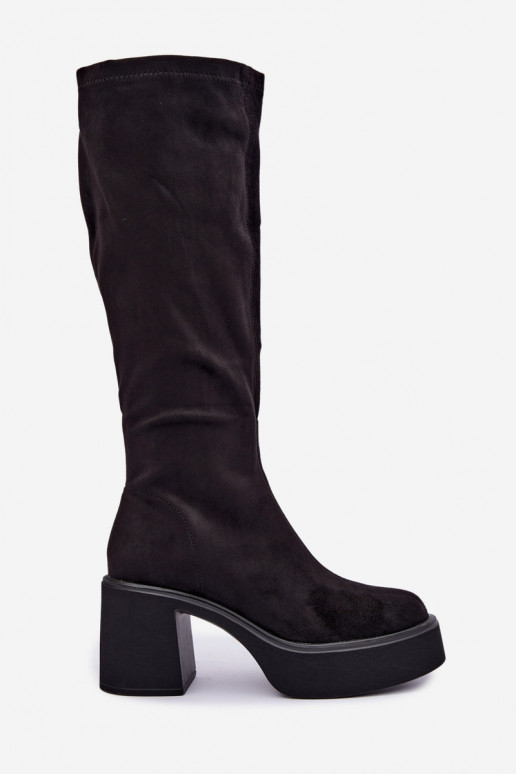 botas largas para mujer con plataforma en color negro Nesalie