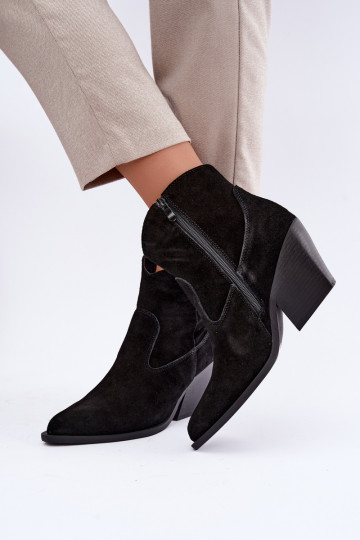 botas de ante forradas de estilo cowboy con tacón en color negro Tirabelle 2