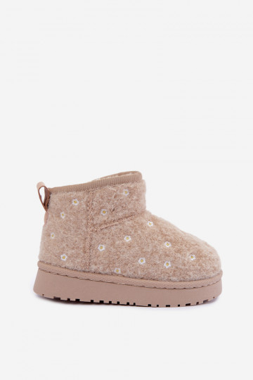 Botas de nieve para niños color arena con motivos florales Lunabelle 2