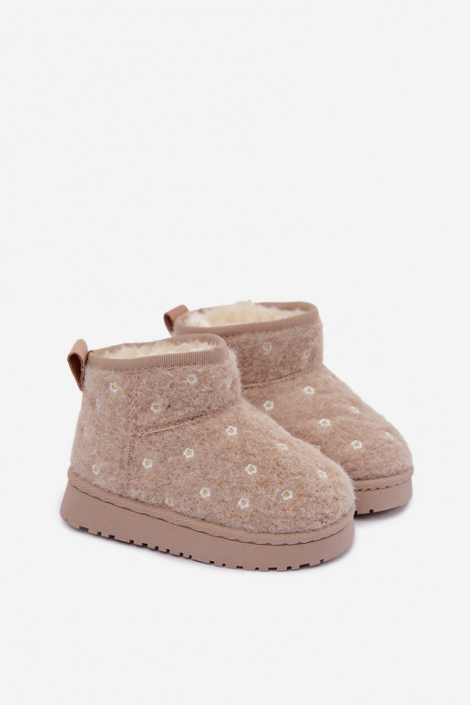 Botas de nieve para niños color arena con motivos florales Lunabelle