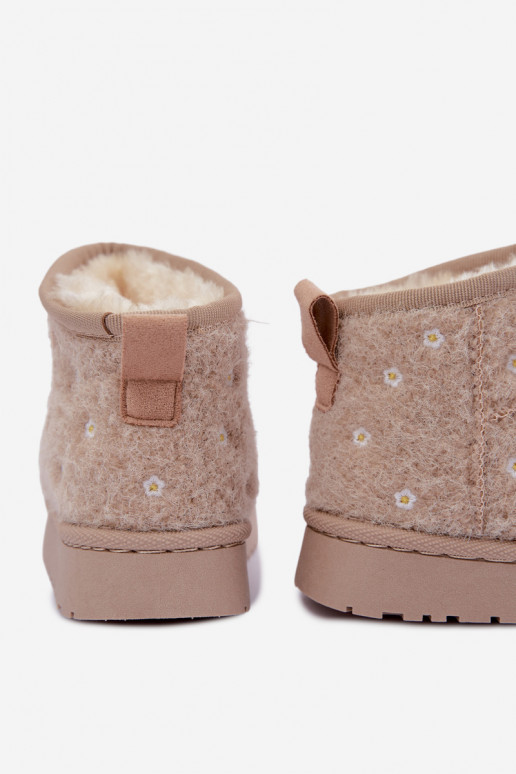Botas de nieve para niños color arena con motivos florales Lunabelle