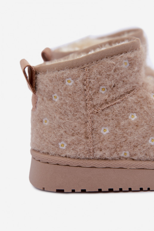 Botas de nieve para niños color arena con motivos florales Lunabelle