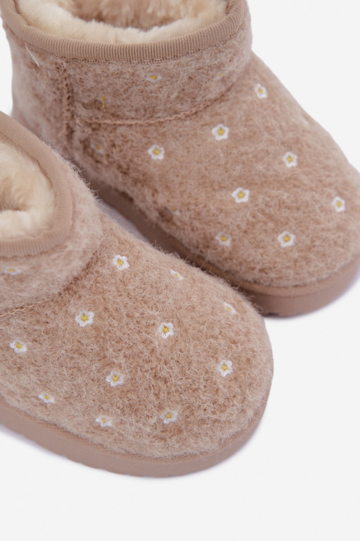 Botas de nieve para niños color arena con motivos florales Lunabelle