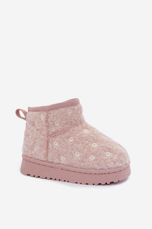 Botas de nieve para niños rosas con motivos florales Lunabelle
