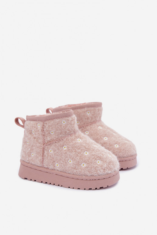 Botas de nieve para niños rosas con motivos florales Lunabelle