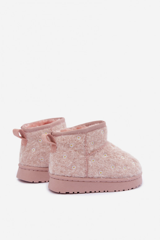 Botas de nieve para niños rosas con motivos florales Lunabelle
