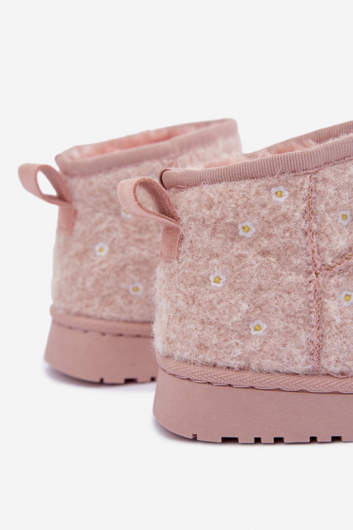 Botas de nieve para niños rosas con motivos florales Lunabelle