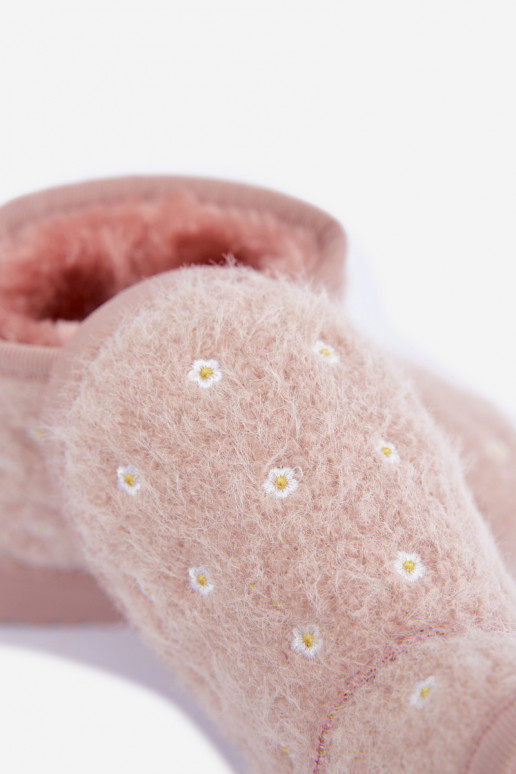 Botas de nieve para niños rosas con motivos florales Lunabelle