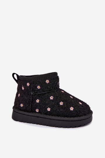 Botas de nieve para niños negras con motivos florales Lunabelle