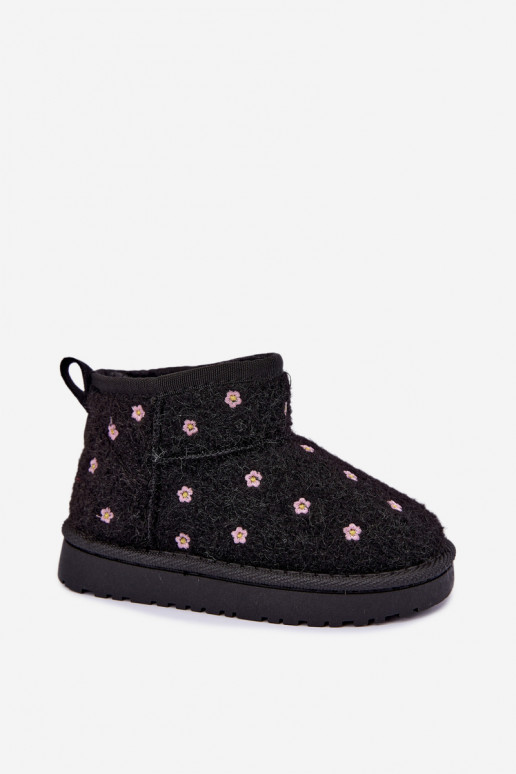Botas de nieve para niños negras con motivos florales Lunabelle