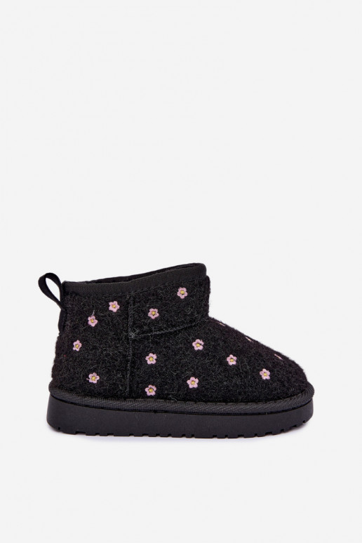 Botas de nieve para niños negras con motivos florales Lunabelle