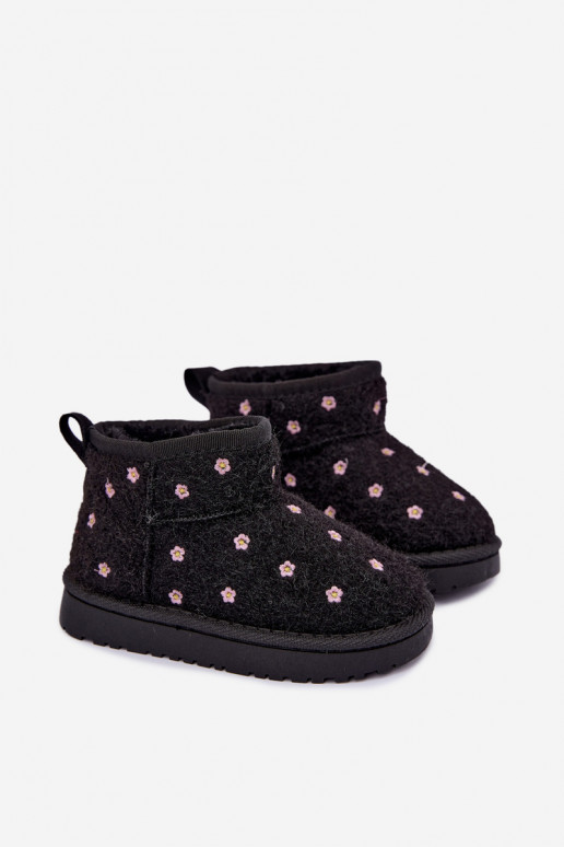 Botas de nieve para niños negras con motivos florales Lunabelle