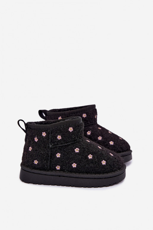 Botas de nieve para niños negras con motivos florales Lunabelle