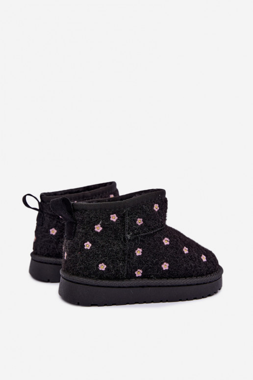 Botas de nieve para niños negras con motivos florales Lunabelle