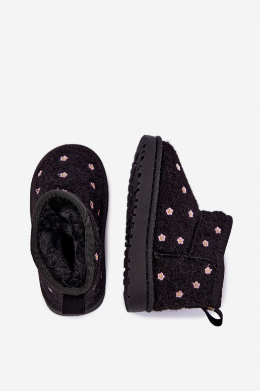Botas de nieve para niños negras con motivos florales Lunabelle