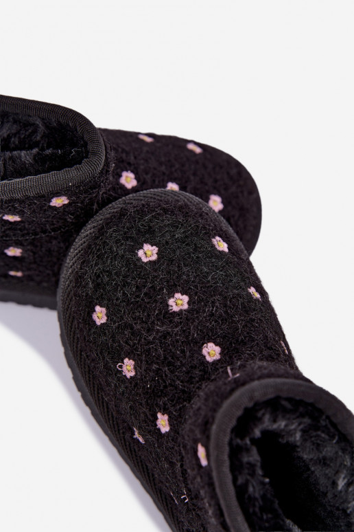 Botas de nieve para niños negras con motivos florales Lunabelle