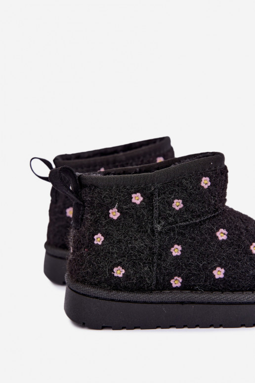 Botas de nieve para niños negras con motivos florales Lunabelle