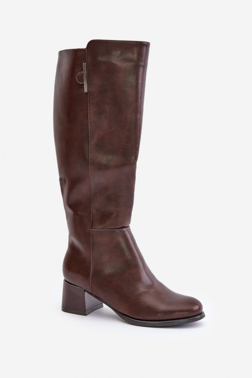 Botas altas con tacón de cuero sintético marrones Izanae